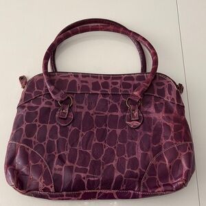 Chic Croc-Embossed Satchel in Rich Purple